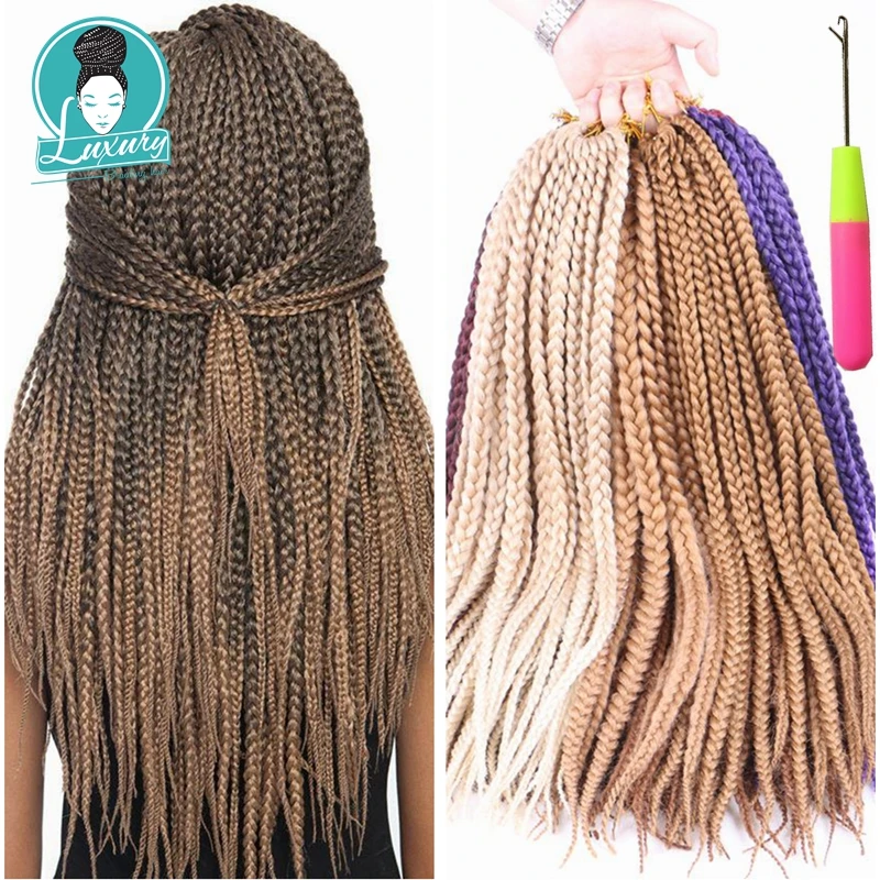 Luxury For Braiding Syntheic Hair Ombre Burgundy Brown Blonde 24\
