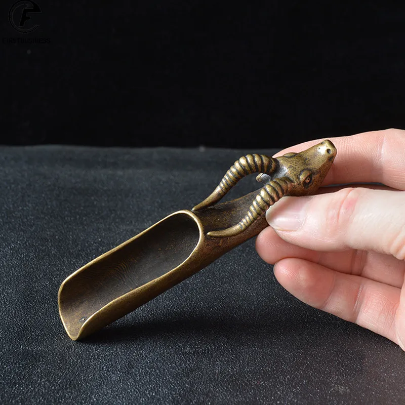 Tea Scoops Shovel Copper Wall Street Bull Coffee Black Tea Spoon Powder Teaspoon Teaware Chinese Tea Ceremony Accessories 1pcs