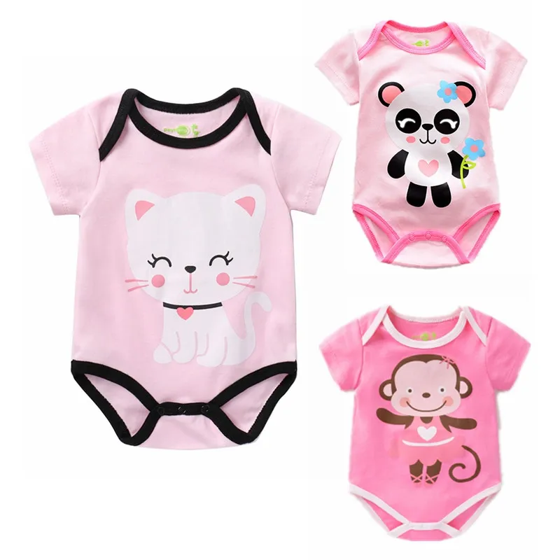 

3 Pieces Baby Girls Rompers 100% Cotton Summer Short Sleeves cute Shirt Kids Tops Infant Clothing Babe Clothes High Quality