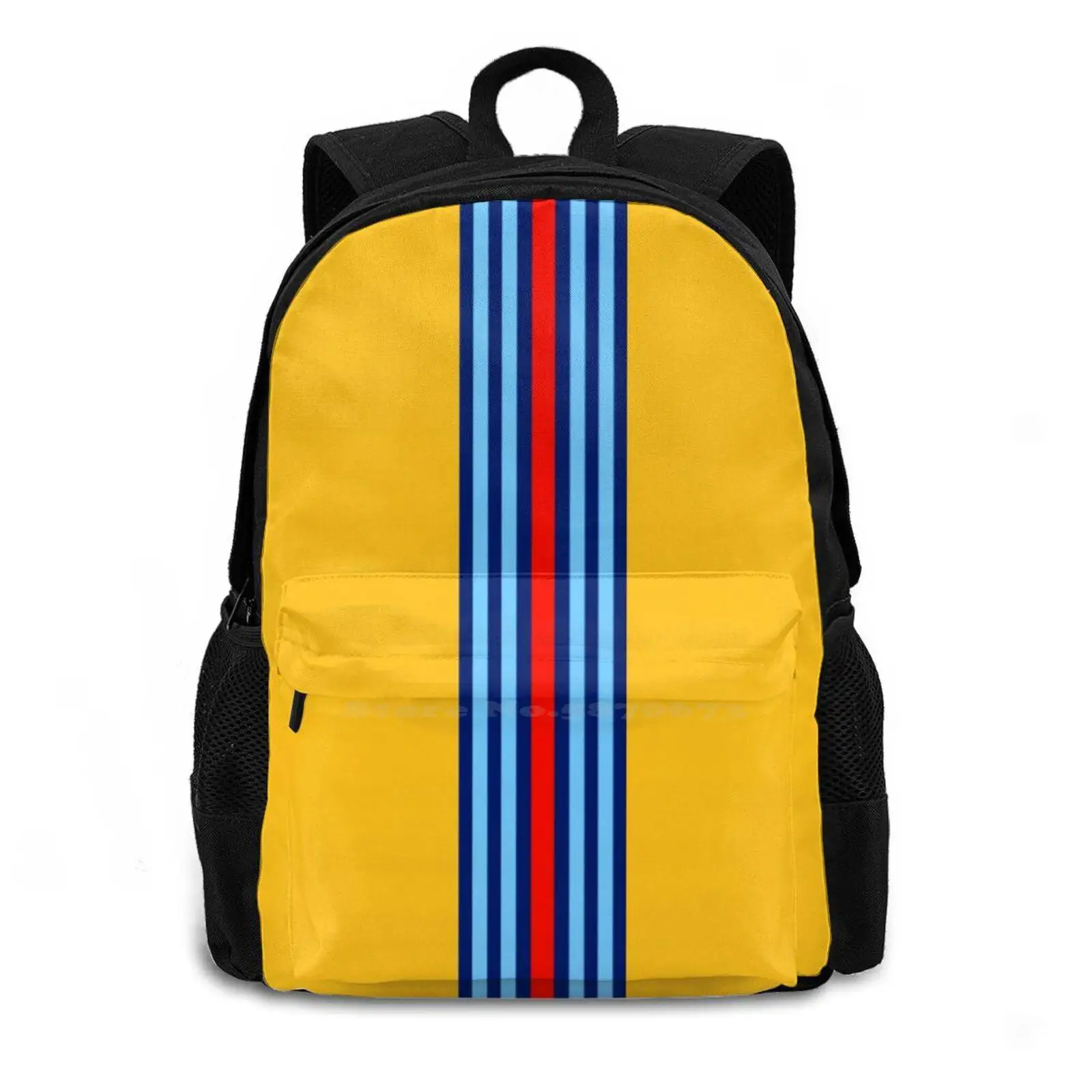 Racing Stripes Yellow Background School Bag Big Capacity Backpack Laptop 15 Inch Him Forth His Easter Birthday Le Mans X Mas