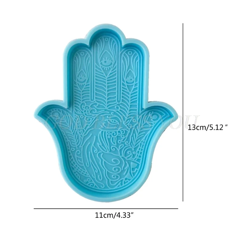 Khamsah Hamsa Hand Coaster Epoxy Resin Silicone Mold Fatima Hand Tray Resin Casting Mold Elephant in the Palm Soap Mold