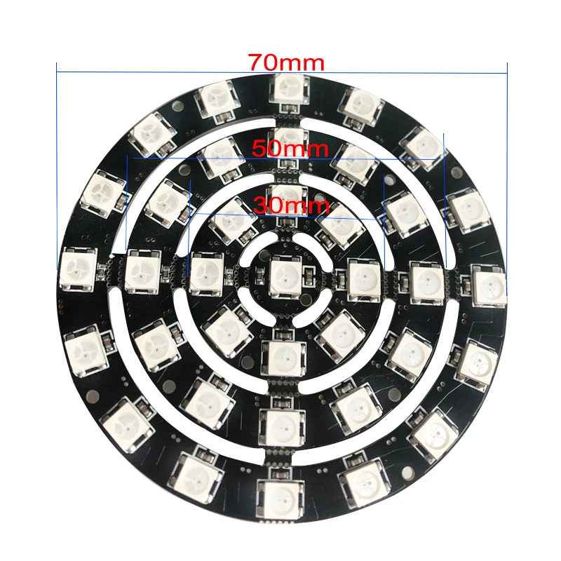 WS2812B DIY RGB LED pierścień 37 do 24 led/m okrągły moduł SK6812 5050 zintegrowany sterownik czarny PCB DC5V pełny kolor LED pierścień