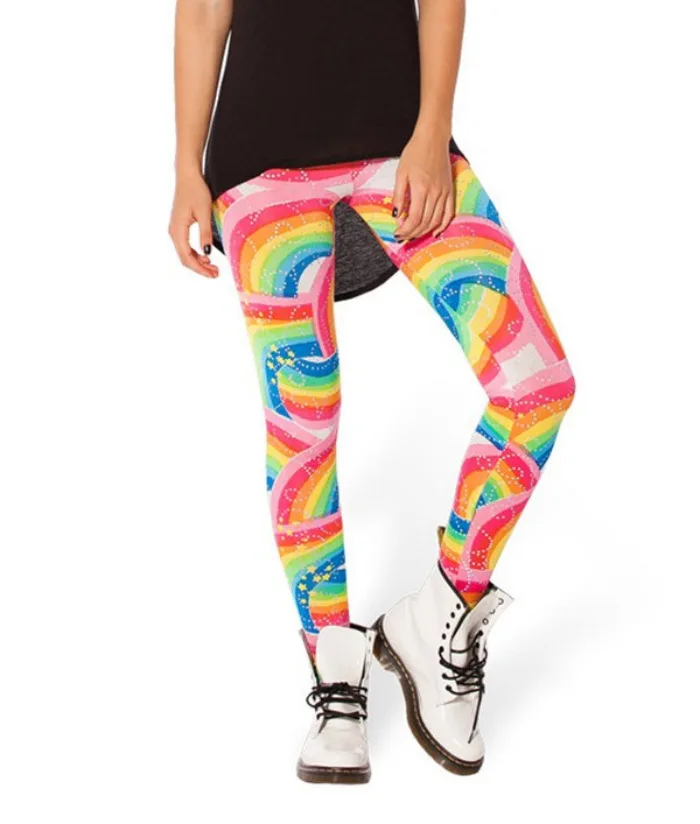 Leggings mulheres sexy legging arco-íris listra impressão leggins de fitness moda magro cintura alta calças mulher presente natal