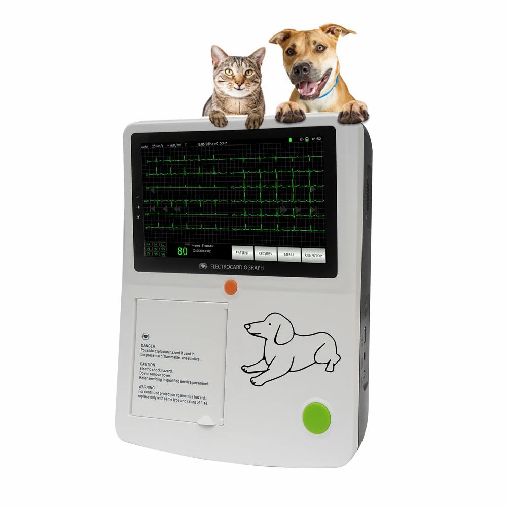 Touch Screen Veterinary Animal Three 3 Channels ECG Machine 12 Leads EKG Electrocardiograph Machine