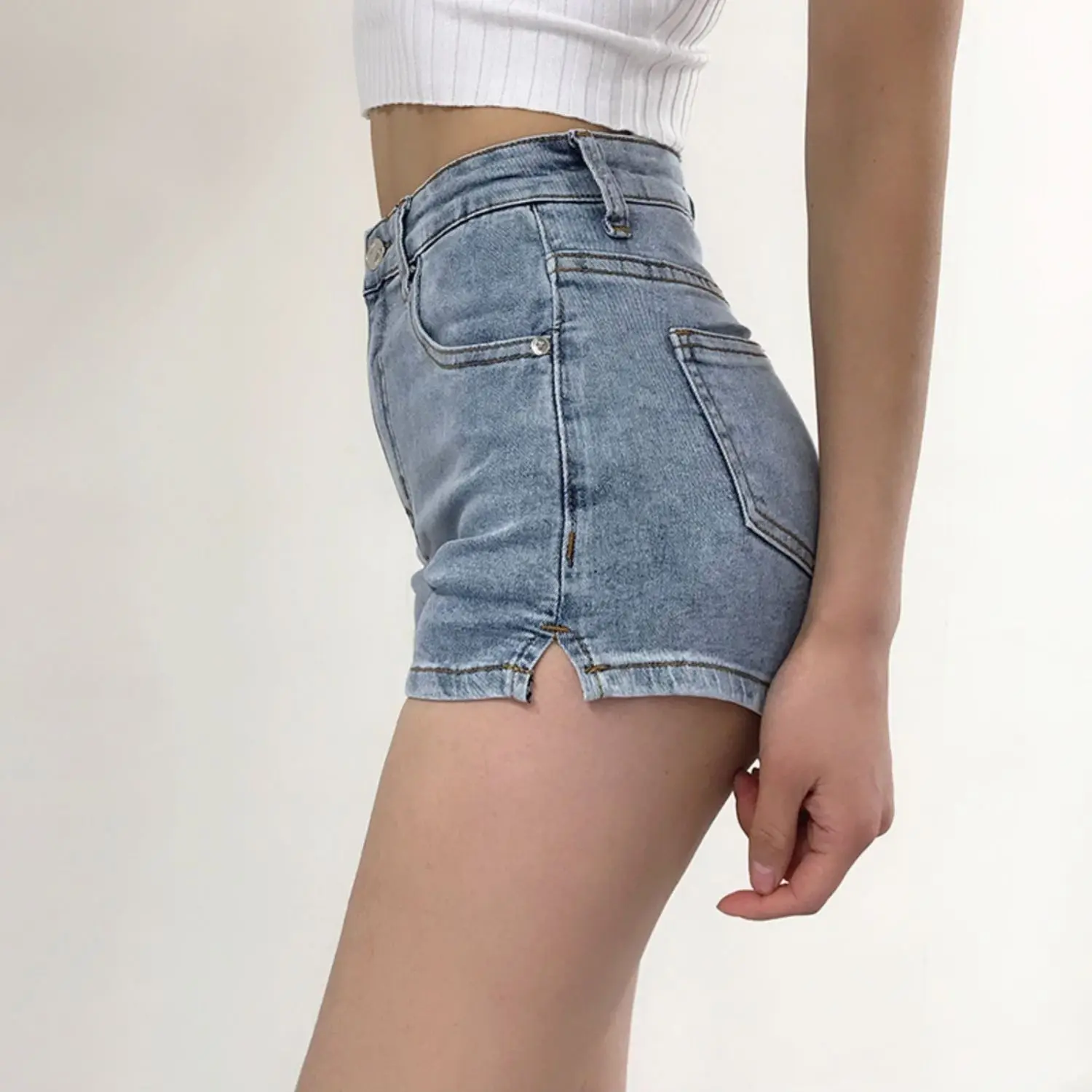 2024 New Hot Summer Jean High-waist Denim Shorts Casual Loose Oversized Elastic Korean Style Women Short