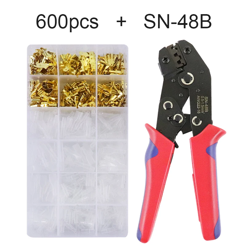 

sn-48b crimping tool 600 pcs 2.8/4.8/6.3 plug terminal crimper crimping pliers wire 0.5-1.5mm2 alicate AWG 20-15 hand tools