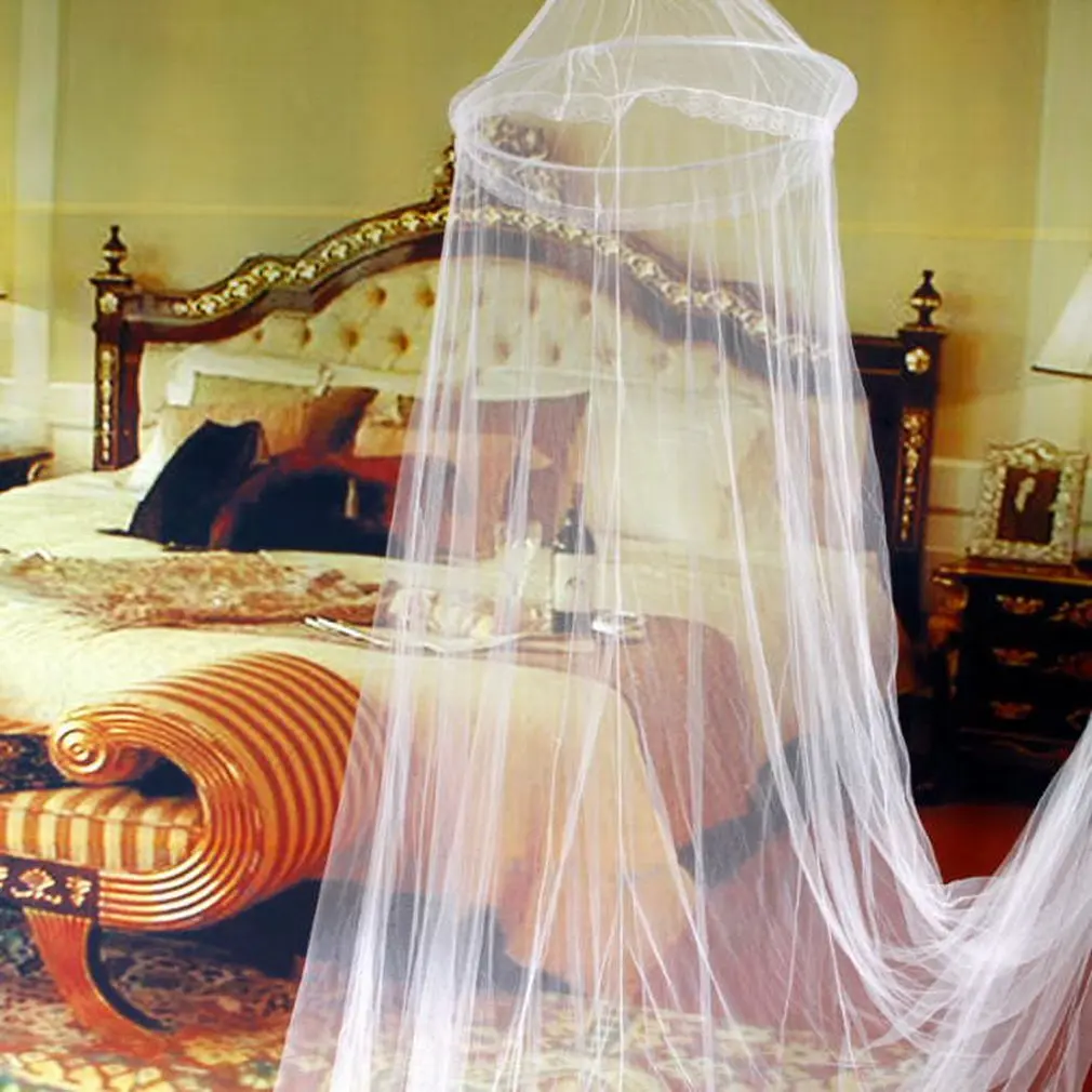 Outdoor Summer Round Lace Insect Bed Canopy Netting Curtain Polyester Mesh Fabric Home Textile Elegant Hung Dome Mosquito Net