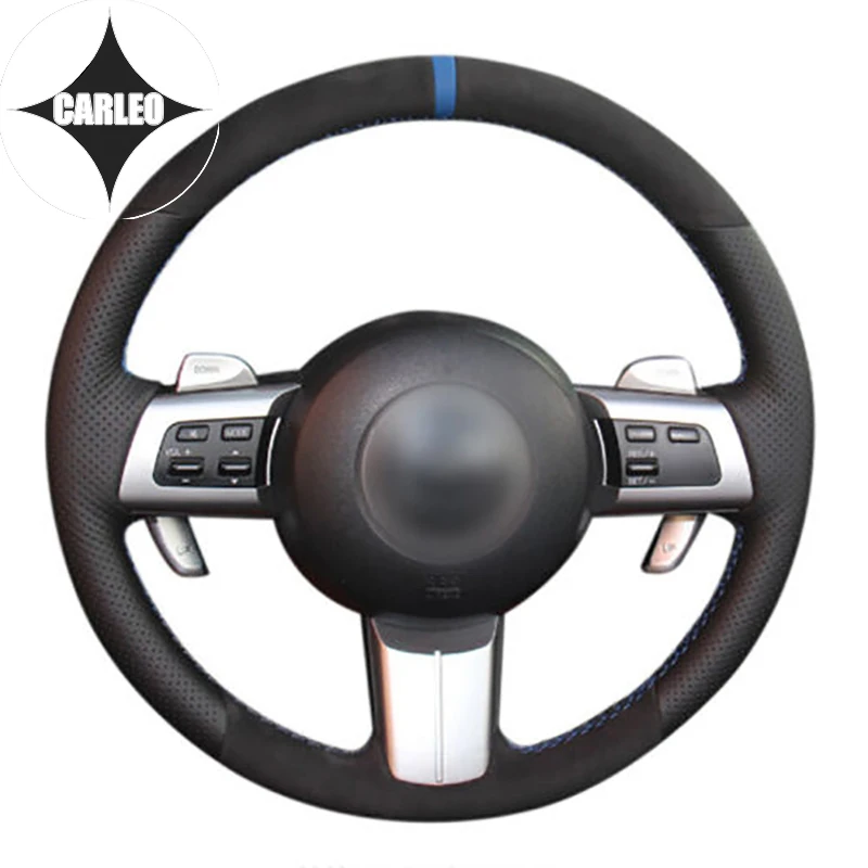 

DIY Car Steering Wheel Cover for Mazda MX-5 2009-2013 Genuine Suede Leather Custom Hand Stitching Holder On Wrap Handlebar