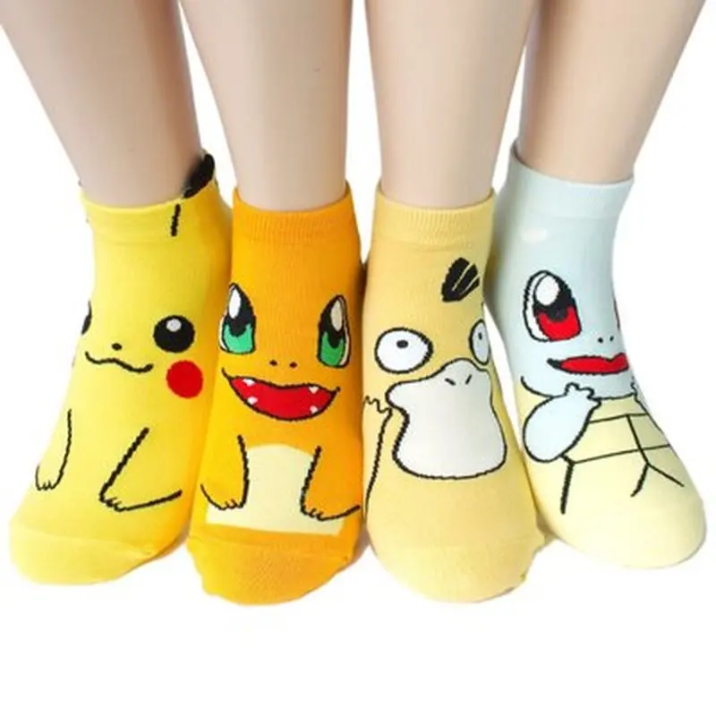 Calcetines tobilleros con estampado de dibujos animados para niños, calcetín de Pikachu, Pokemon, figuras de Anime, accesorios de Cosplay