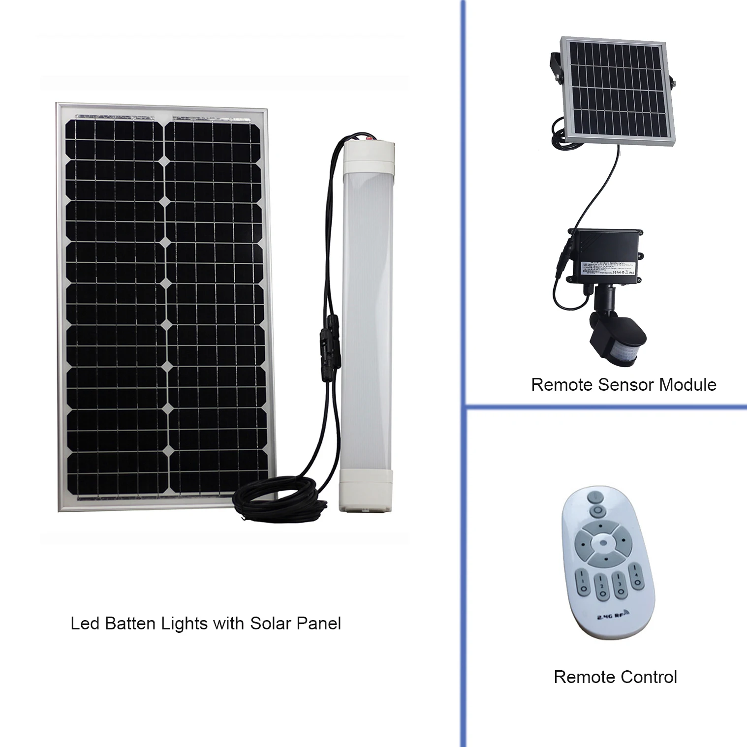 2.4 GHz Solar Batten Light Tube Lights with Separate Motion Sensor  and remote control