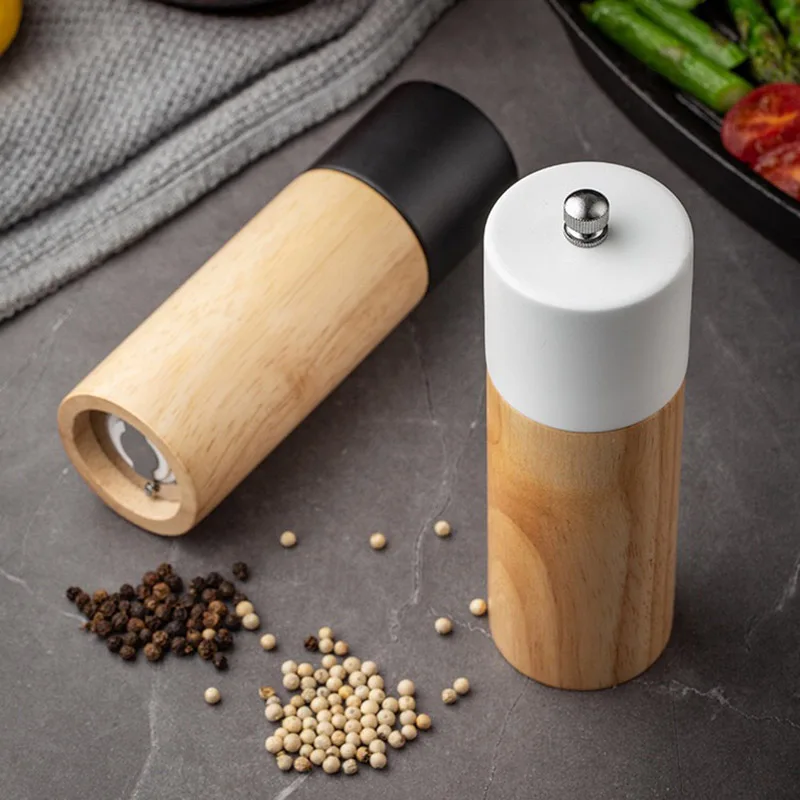 Manual Mills Wooden Salt And Pepper Grinder with Base Multi-Purpose Cruet Kitchen Tool Ceramic Grinder For Kitchen Household