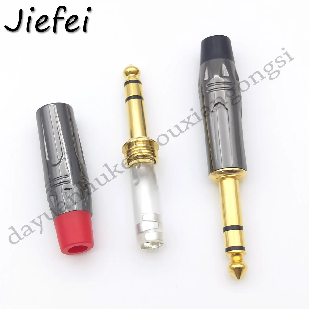 1Pcs 2 Pole Mono / 3 Pole Stereo Jack 6.35mm Connector Gold-Plated 6.3MM 1/4 Inch Plug Audio Microphone Cable Connector