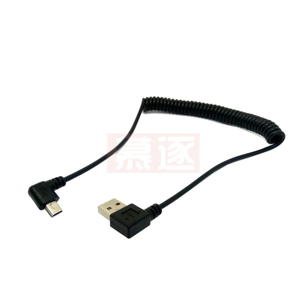 USB Männlichen 90 grad zu mini USB Rechten Stretch frühling kabel für Mobile festplatte und navigation mobile