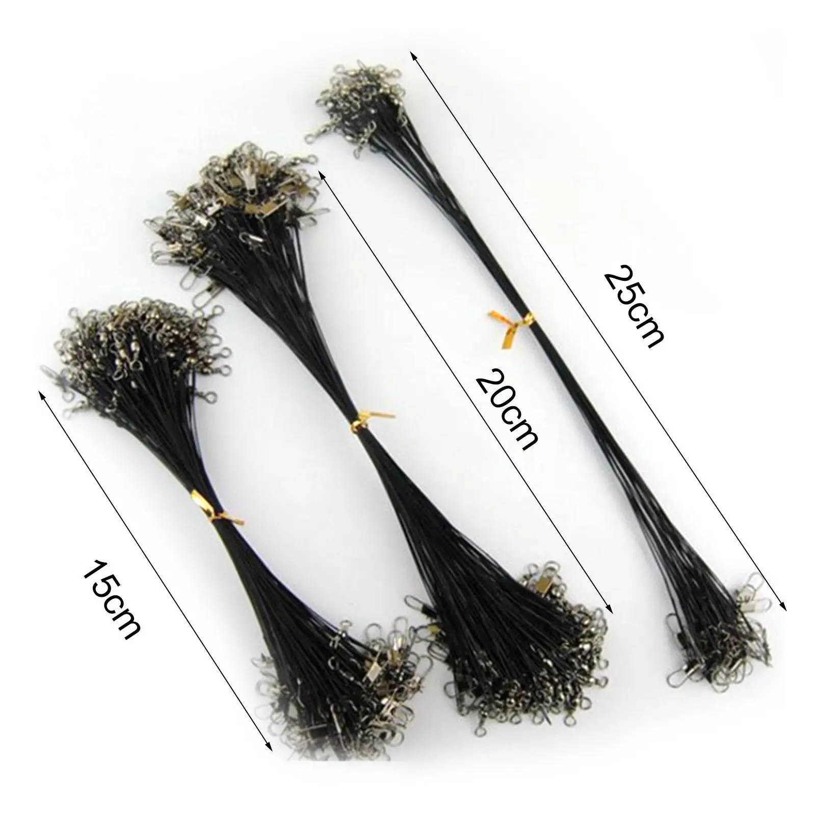 

20PCS Anti Bite Steel Fishing Line 15/20/25cm Steel Wire Leader With Swivel Fishing Accessory Fishing Wire Leash 3 Colors