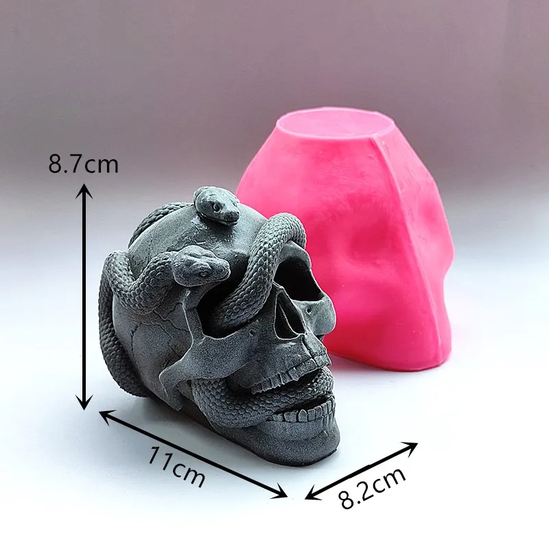 New product in 2021! Skull snake silicone mold diy to make plaster resin model jewelry fudge ice chocolate cake tool