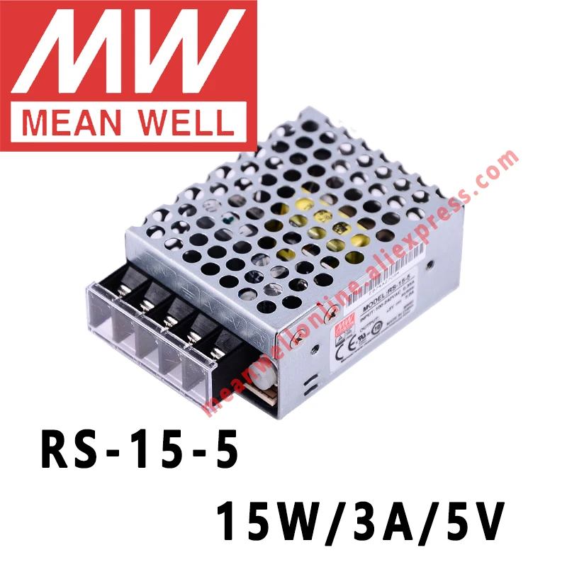 Mean Well RS-15-5 AC/DC 15W/3A/5V Single Output Switching Power Supply meanwell online store