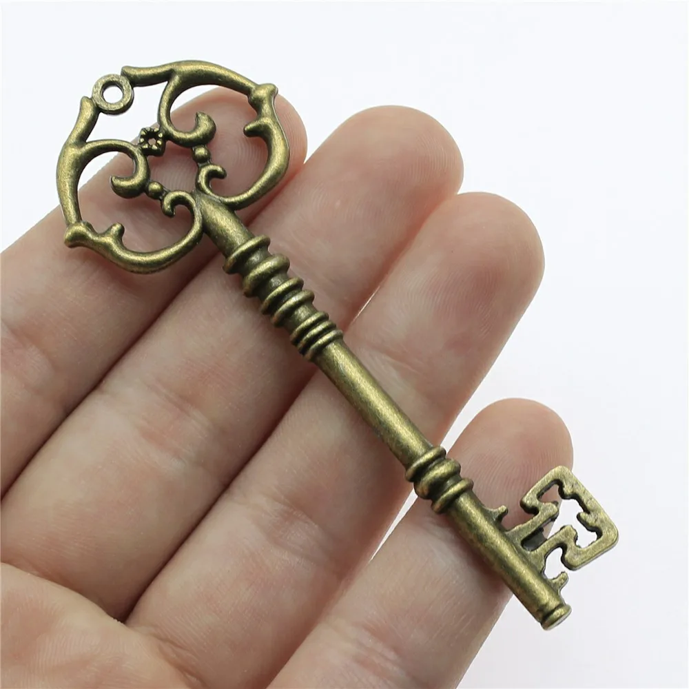 2pcs 82x31mm 3 Colors Antique Silver Color Antique Bronze Plated Decorative Key Pendant Big Key Pendants Big Key Charm