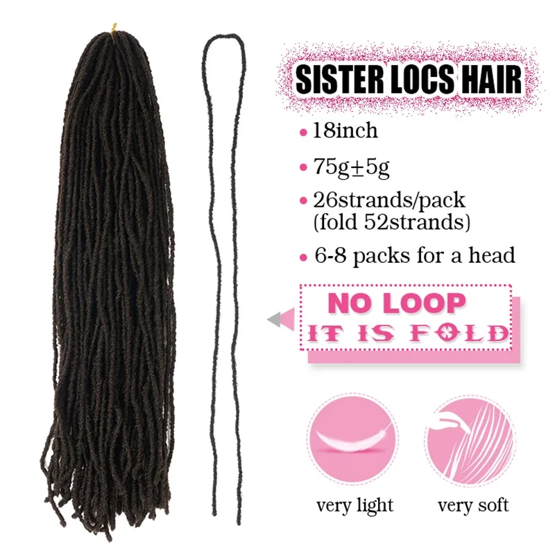 Extensiones de cabello de ganchillo sintético para mujeres negras, 18 ", Sister Locs Faux Locs, accesorios para el cabello