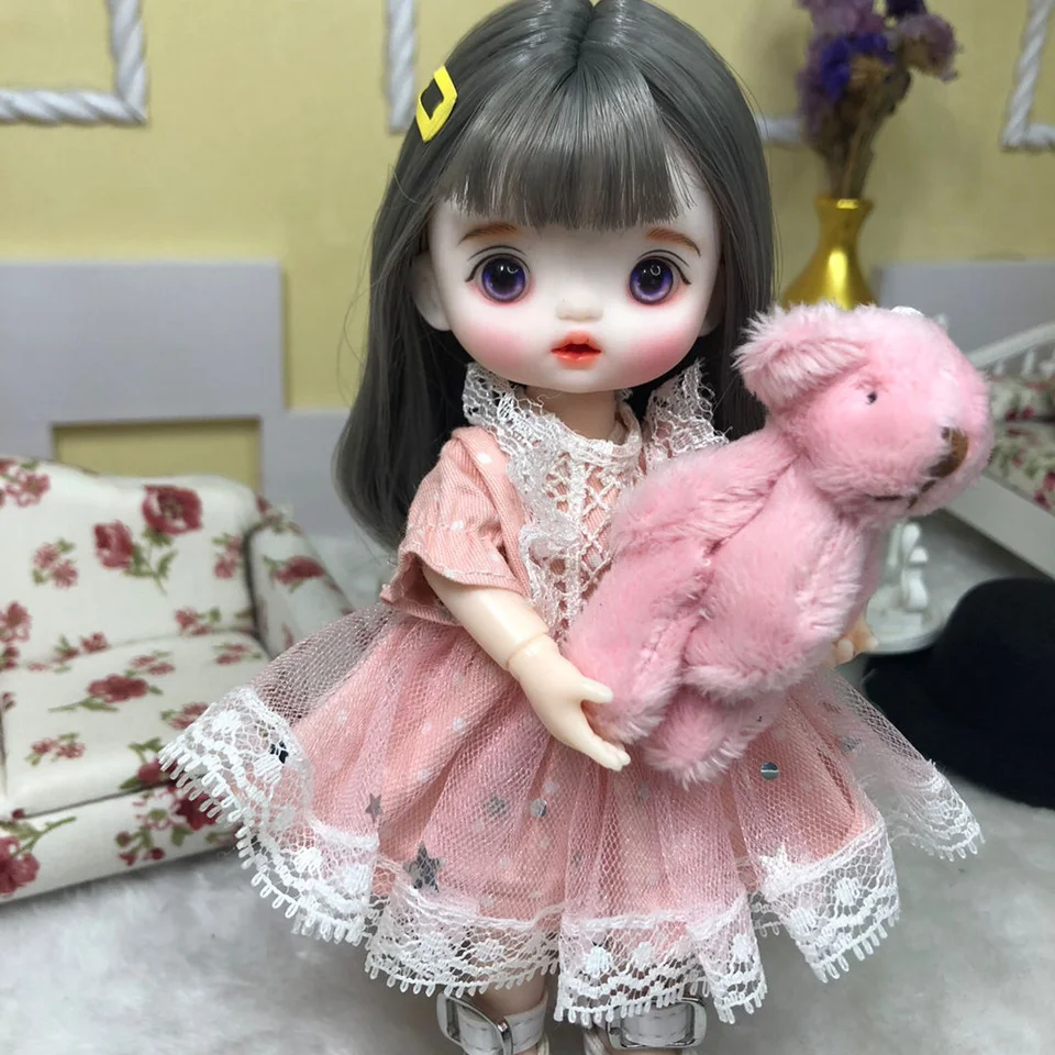 1/8 Skala Handmade Exquisite Makeup BJD 16CM Princess Doll Super Cute Fashion Suit OB11 Joints Body Figure Dolls Toy Gift C1599