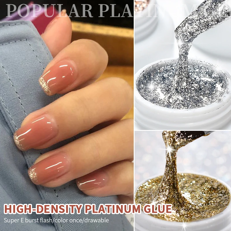 

6 Colors High-Density Nail Art Platinum Glue Diamond Soak Off UV Gel Lasting Glitter Varnish Nail Manicure Nail Art Polish TSLM1