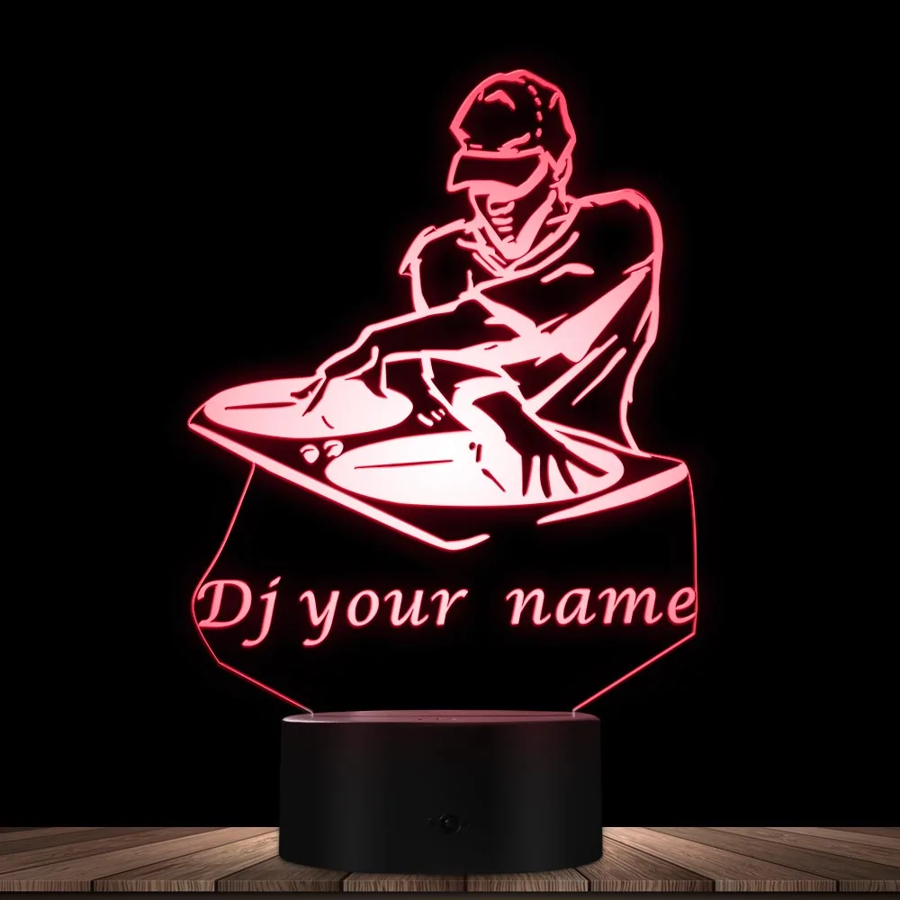 Disco DJ LED Night Light Creative Table Lamp DJ Turntable Personalised Custom Your Name Music Club Party Decorative Lighting