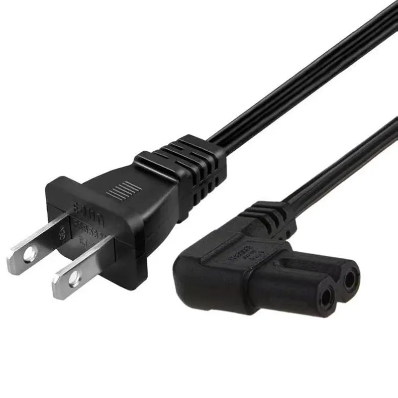 2 Pin Prong  Cable 90 Degree Right Power Supply Cord Console Cord C7 Cable Figure 8 Power Cable For Samsung Power Supply XBOX PS