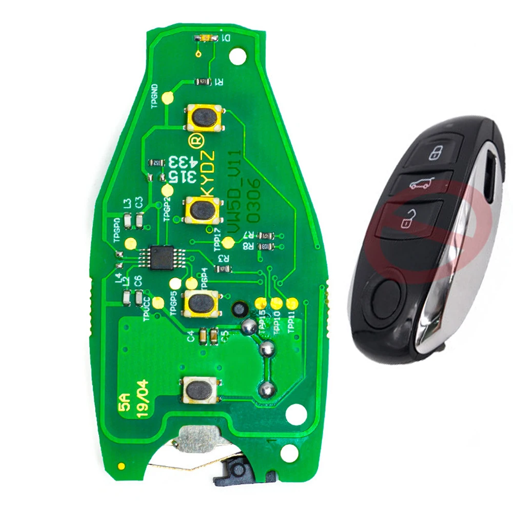 Keyecu 3 Buttons 315MHz/433MHZ/868MHz PCF7953 Chip Smart Remote PCB Circuit Board for VW Touareg 2010 2011 2012 2013 2013