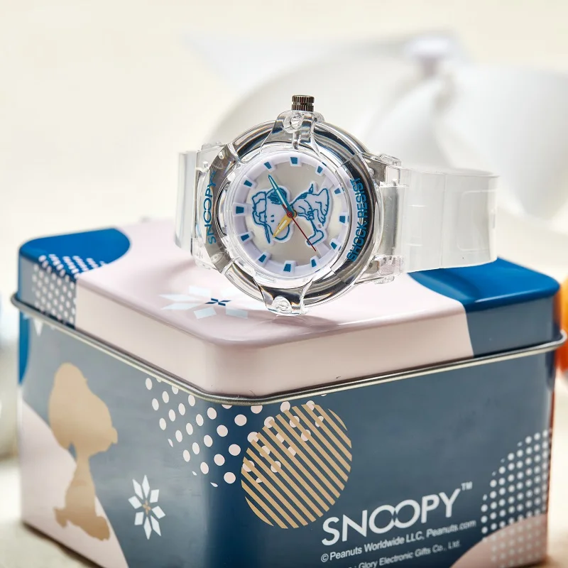 SNOOPY Girls Lady New Japan Quartz Sport Wristwatch Transparen Dial Strap Colorful Case 3D Stereo Graffiti Cartoon Youth Teenage