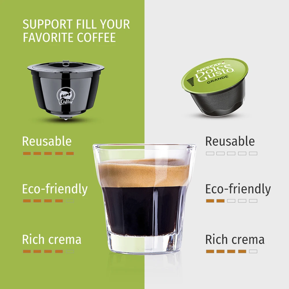 RECAFIMIL Reusable Coffee Capsules for Nescafe Dolce Gusto Metal Filter Mesh Refillable Coffee Pod Crema Filter with Tamper view 2