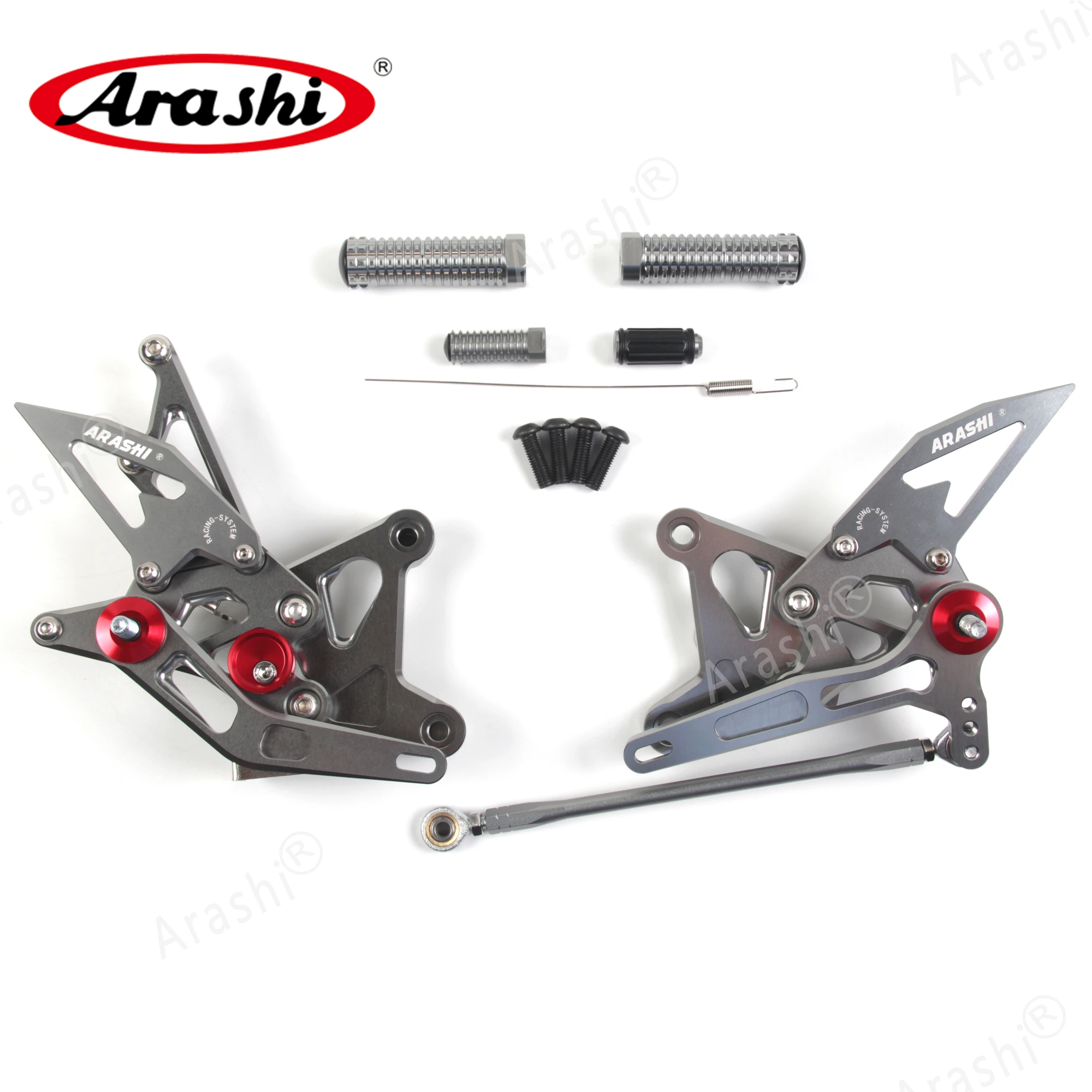 Arashi CNC Adjustable Footrests NINJA ZX6R Rear For KAWASAKI ZX-6R Ninja ZX636 2005 2006 Foot Pegs Rear Foot Rearset 05 06 636