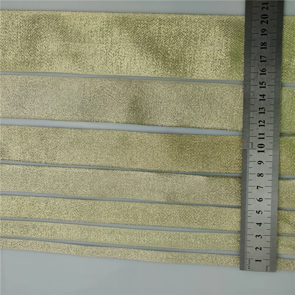 10-50mm larghezza Twill d\'oro nastro in poliestere fettuccia per rilegatura diagonale per progetti artigianali borsa fai da te nastro in Twill Lurex