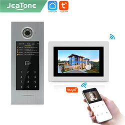 Jeatone-Moniteur d'interphone vidéo intelligent Tuya, judas, sonnette, caméra oculaire, système d'accès à distance, maison, appartement, 7 pouces, LCD