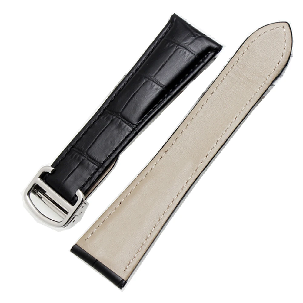 22mm/23mm/24mm/25mm watch band Fit for Cartier Calibre de Diver W7100060 Black/Brown Crocodile Leather W atchbands Strap