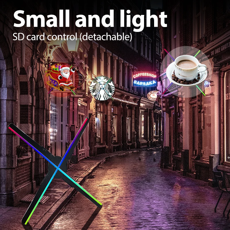 45ซม.3d พัดลมโฮโลแกรมโปรเจคเตอร์โฆษณาโฮโลแกรมพัดลม Holographic โคมไฟ3d จอแสดงผลโฆษณาโลโก้ตกแต่ง