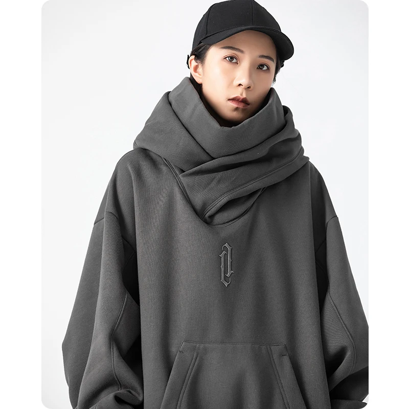 Autumn winter High collar hoodie loose comfortable Men\'s clothes Harajuku Hiphop streetwear Fleece hooded oversize Sweatshirt