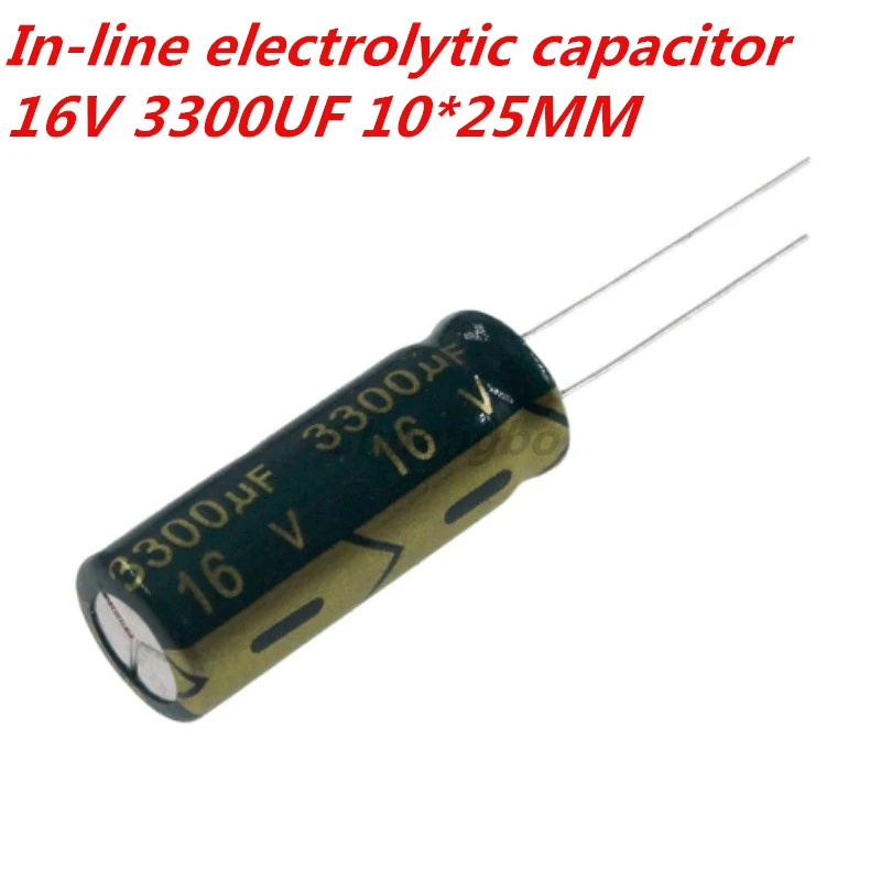 10pcs-30pcs 16V 3300UF 10*25 Low ESR/Impedance high frequency aluminum electrolytic capacitor size 10*25MM 3300UF 16V 20%