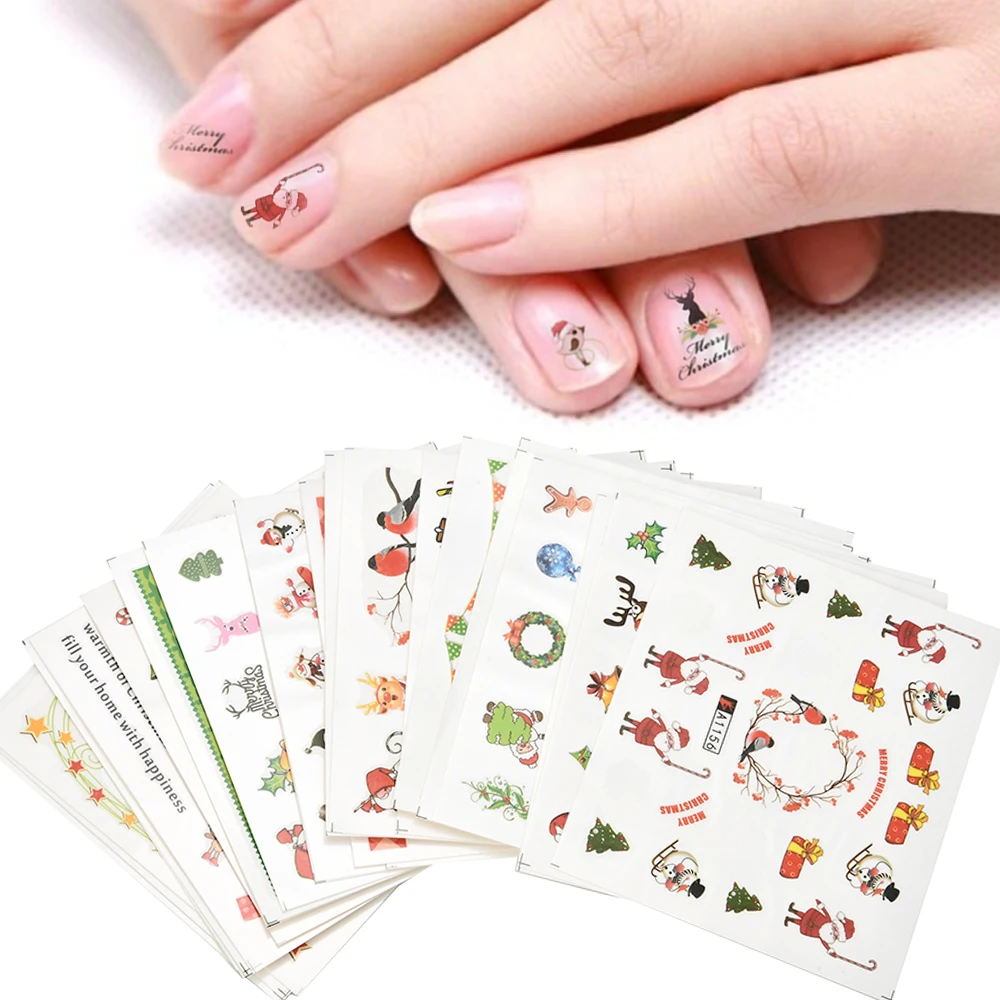 New 12/24/30 Pcs Christmas Butterflies Design for Nails Art Water Transfer Stickers Flora Nail Accessories Nail Art Decoration