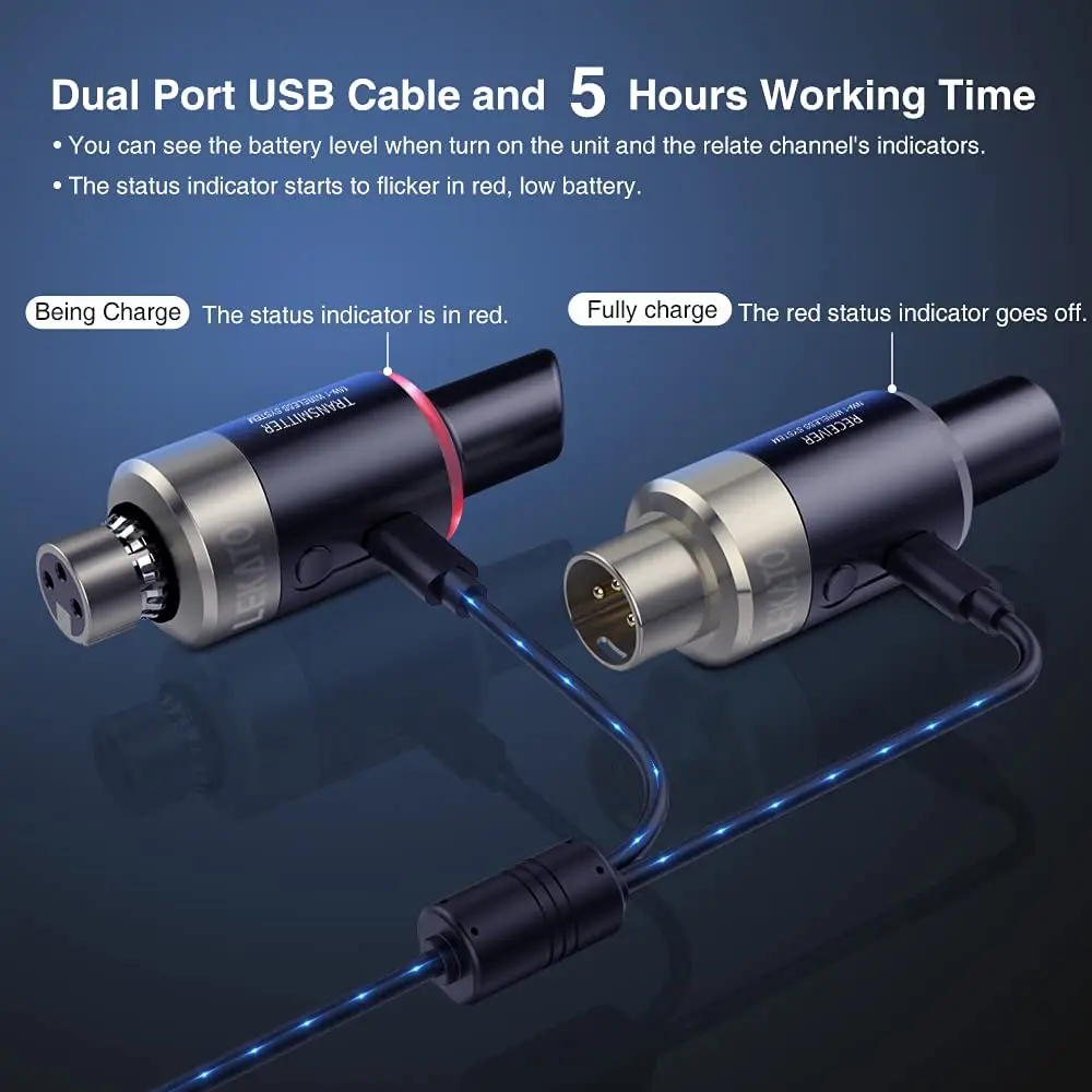 Imagem -04 - Receptor Transmissor sem Fio Sistema de Microfone Plug-on Xlr sem Fio para Efetor Microfone Dinâmico 5.8ghz Lekato-mw1