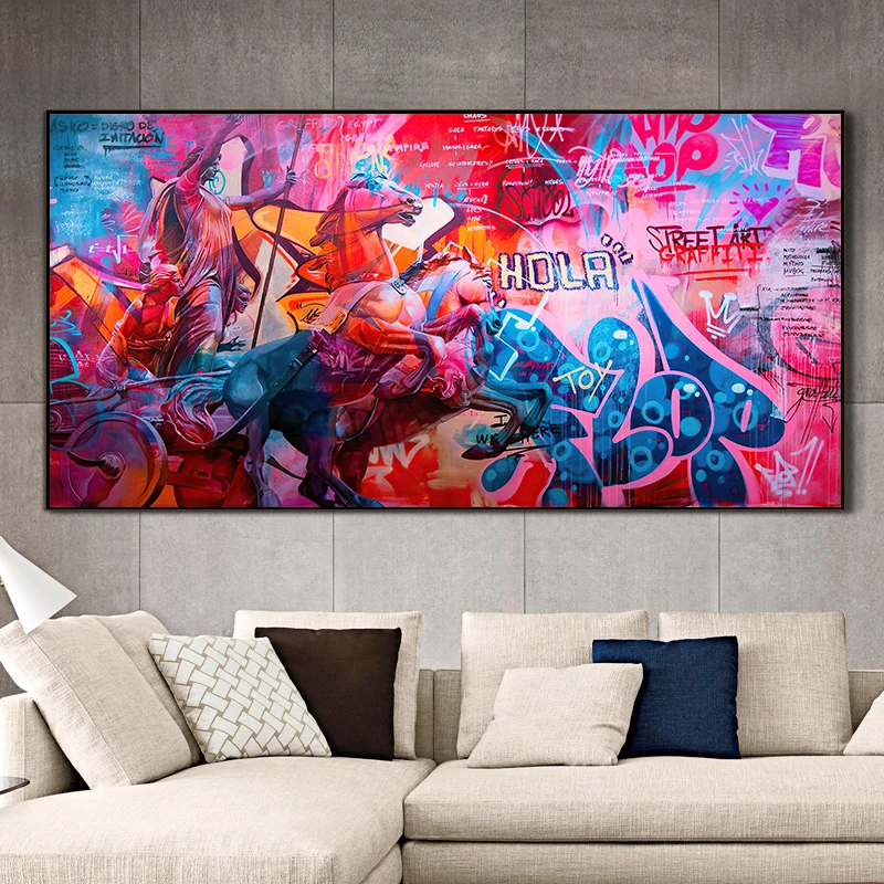 Ancient Greece War Vaporwave Sculpture Posters Graffiti Art Canvas Painting Prints and Pictures for Living Room Decor Unframed