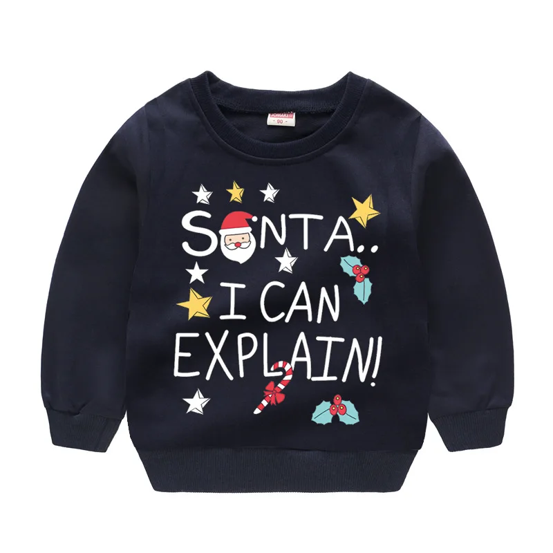 Christmas Costumes Clothes for Boys Sweatshirts Cotton Kids Pullover Tee Shirts Baby Girls Sweater Santa Gift Girls Jumpers