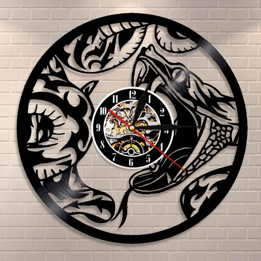 Terror Snake Wall Vinyl Record Clock Modern Design Animals Wall Watch Sign Hanging Watches Home Decor Favorite By Wildlife Lover