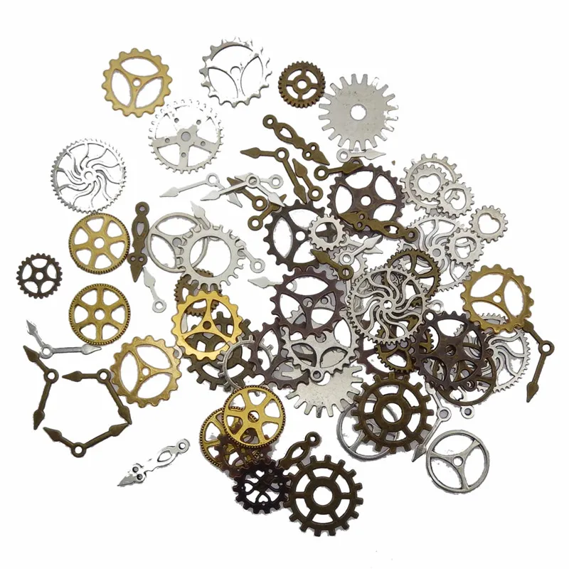 50PCS Mixed Steampunk Wheel Gear Pointer Charms Alloy Metal Vintage Pendant Fit Bracelets Necklace DIY Jewelry Findings