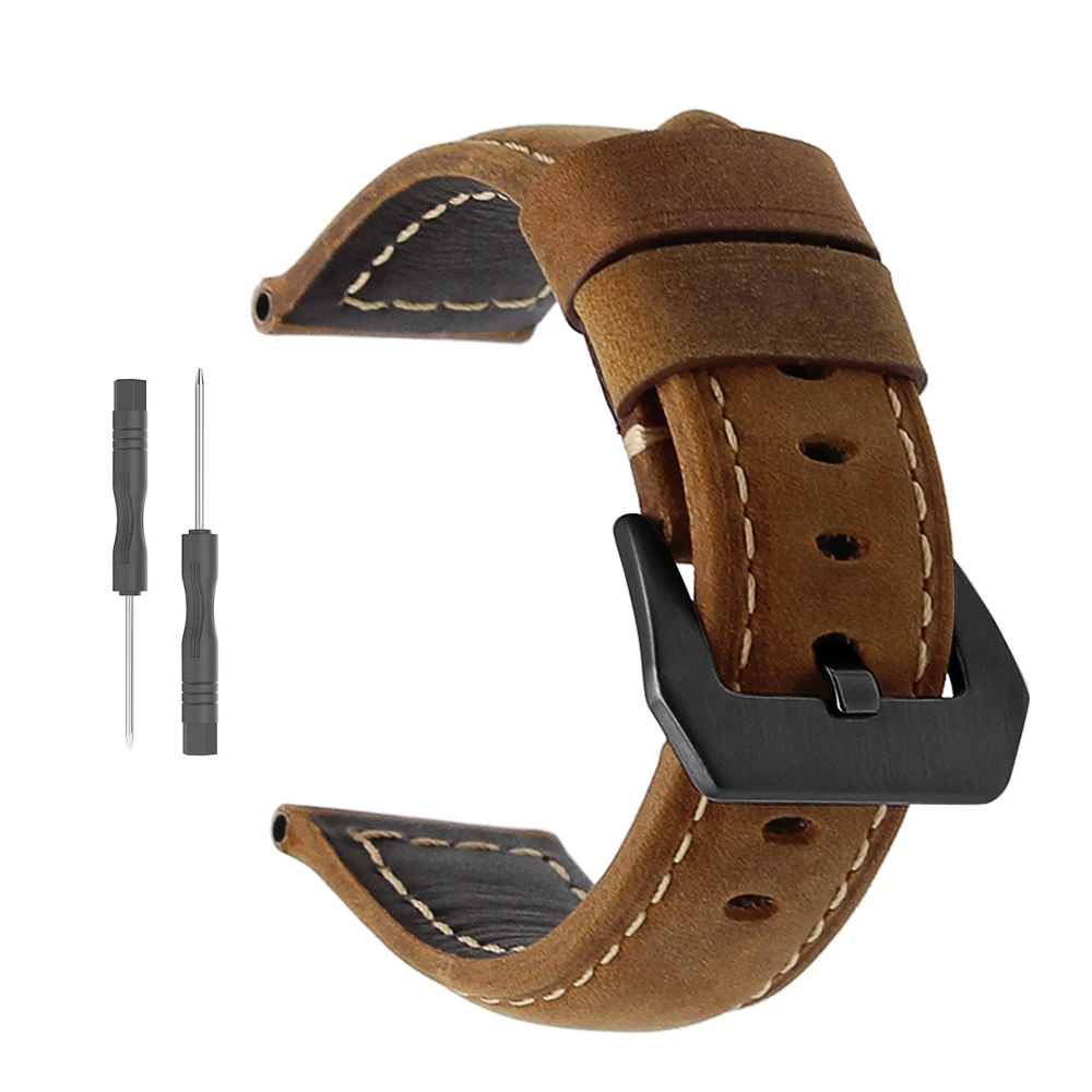 Pulseira para relógio garmin descent mk1 d2, pulseira de couro genuíno para garmin fenix 6x pro 5x plus 3 hr
