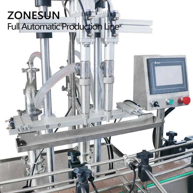 ZONESUN ZS-FAL180R4 Automatic Piston Beverage Filling Capping Labeling Machine Line With U Shape Conveyor Belt