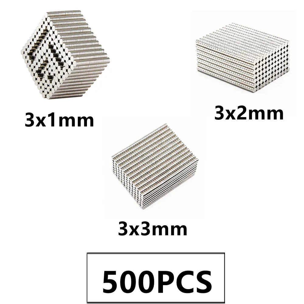 

500PCS/LOT NdFeB Magnet 3*1 3*2 3*3 N35 Disc MAGNET 3x1 3x2 3x3 Round Speaker magnets 3mm x 1mm 2mm 3mm