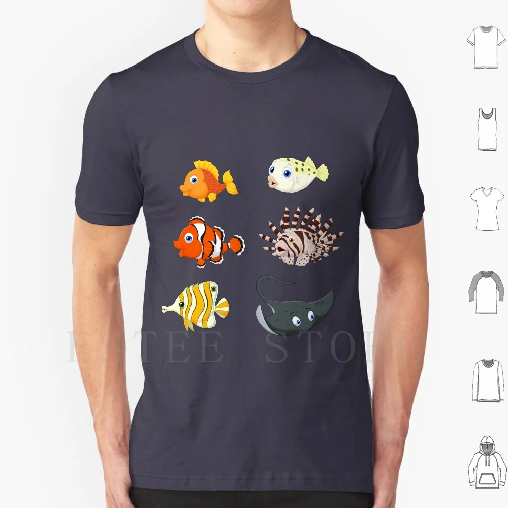 Sea Flap Flap 2 T Shirt Print Cotton Sea Flap Flap Underwater Set Fish Collection Collections Set Underwater Ocean Animals Sea
