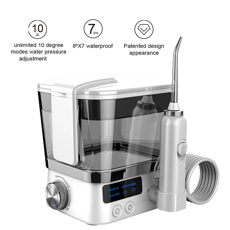 Portable Dental Oral Irrigator Oral Hygiene Water Flosser 4 Jet Tips Nozzles 10 Modes Water Clearner with 600mm Water Tank