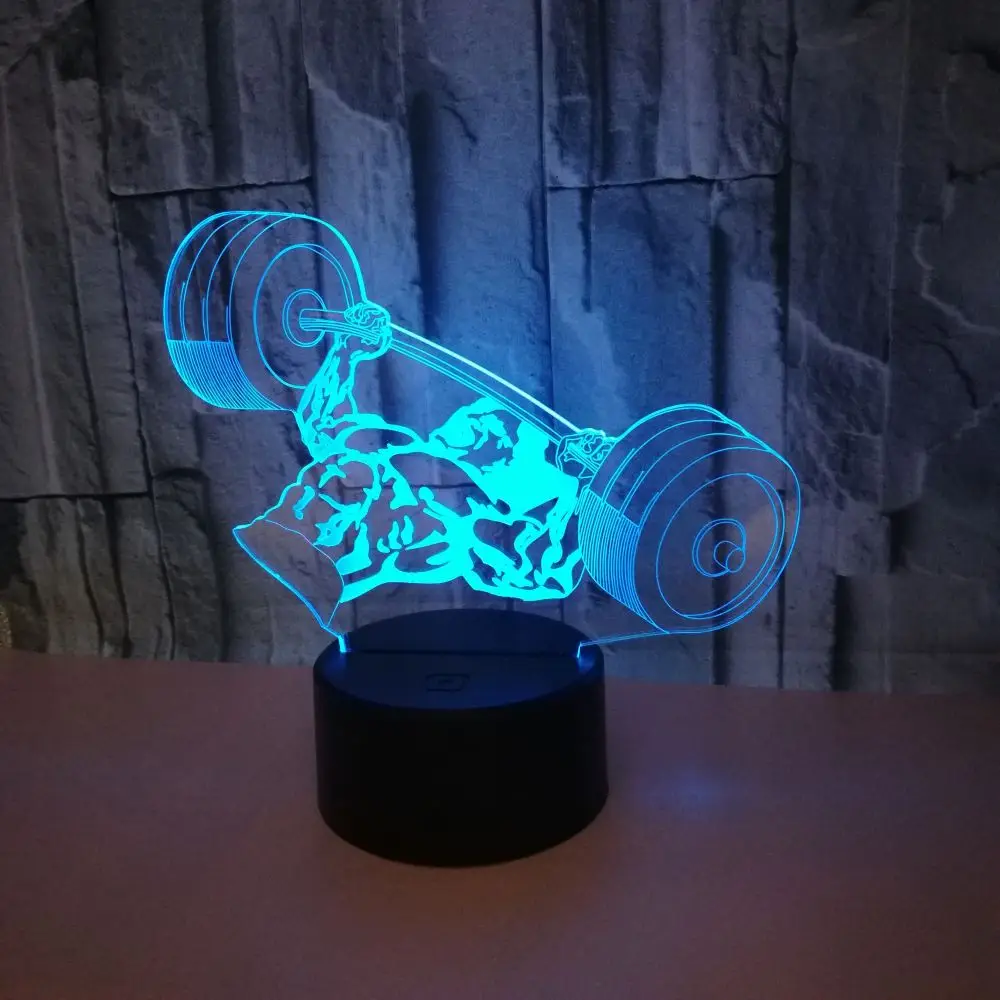 

3D Led 7 цветов изменяющаяся скамейка нажимная настольная лампа Usb визуальное настроение сон Тяжелая атлетика ночник кровать спальня светильник льник Декор подарки