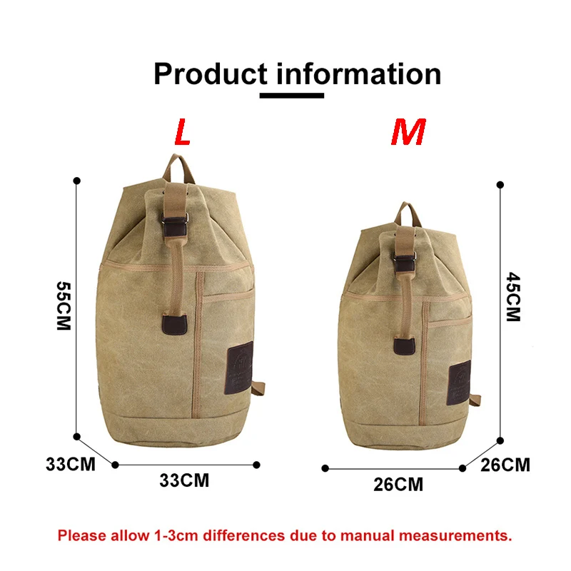 Large Capacity Travel Backpacks Male Mountaineering Canvas Bucket Shoulder Bag Man Travel Duffle Bags Men Rucksack Outdoor X156C