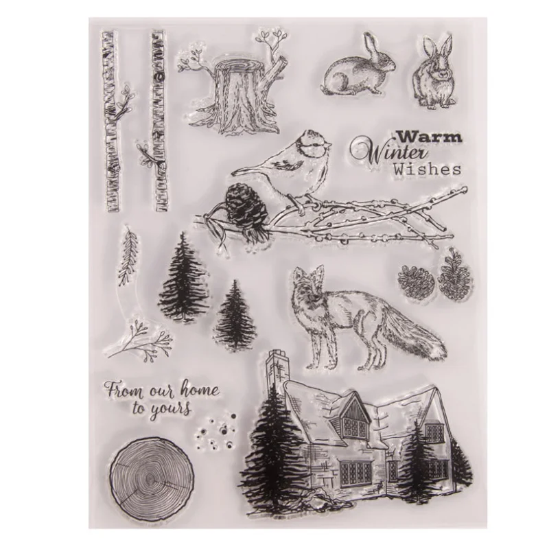 Winter Animals Transparent Clear Silicone Stamp Seal DIY Scrapbook Rubber Stamping Coloring Embossing Diary Decoration Reusable